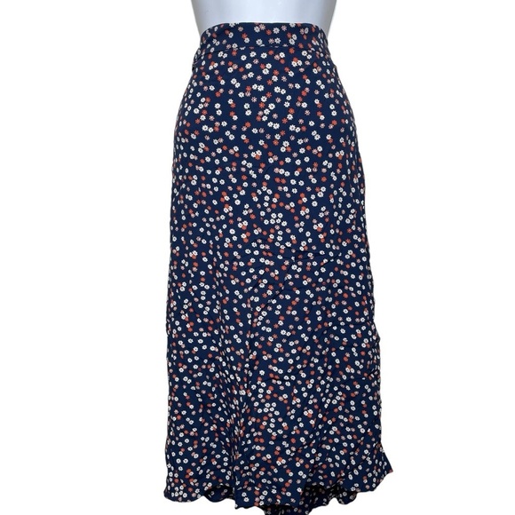 Madewell Navy and Red Midi Skirt - Picture 5 of 14